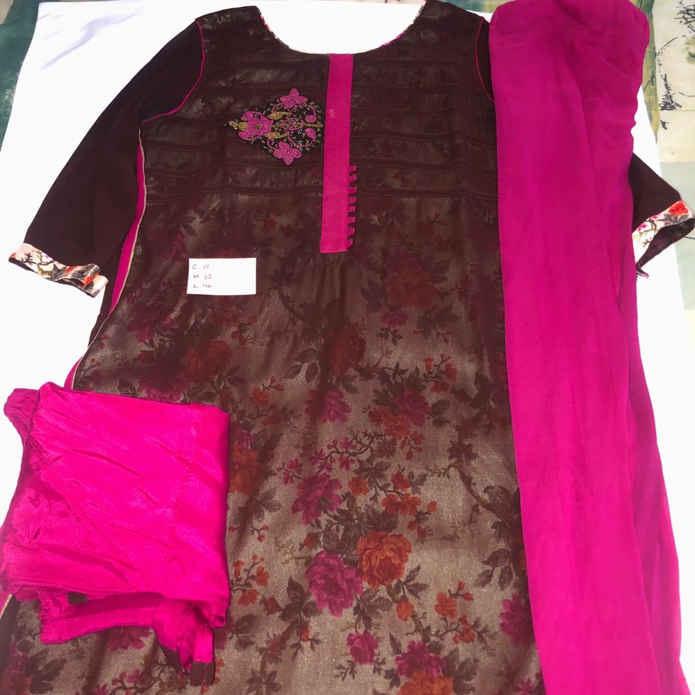 Brown georgette overly suit